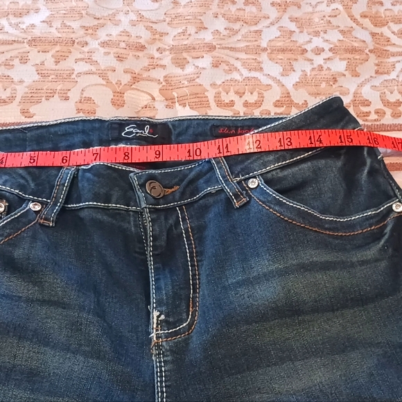 Earl Jeans Slim Boot Cut Blue with Embellished Pockets sz 12 - Picture 6 of 10
